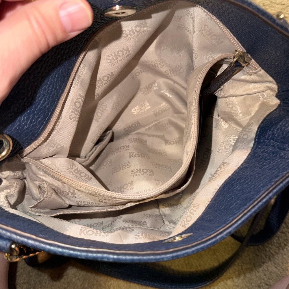 Michael Kors Blue Pebble Leather Hobo Style Bag - Picture 7 of 8